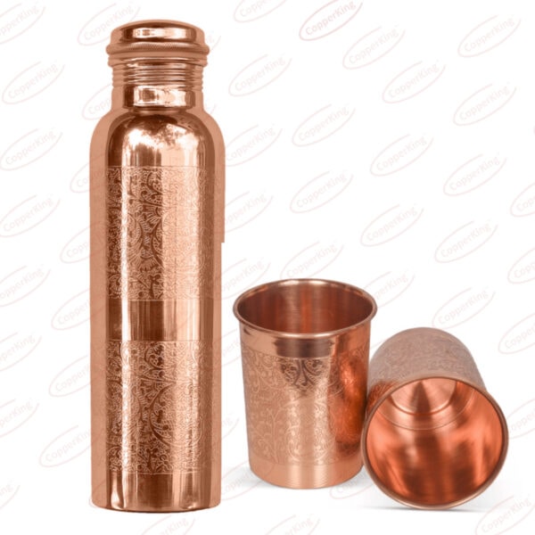 Embossed Copper Water Bottle 32oz