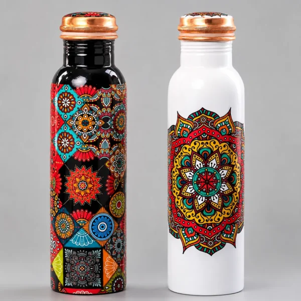 Printed Colourful Copper Water Bottle