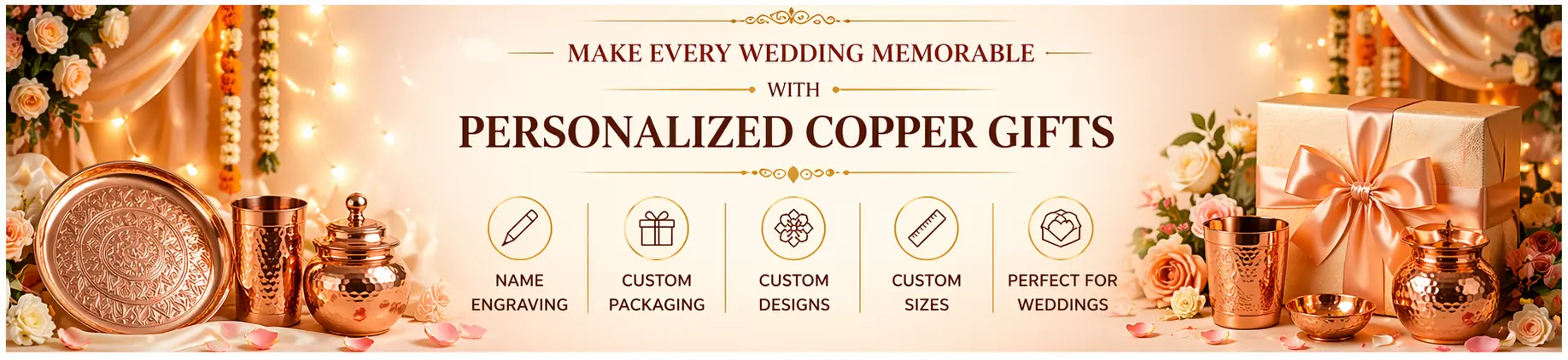 Copper Wedding Gifts Custom Branding - Engraving Packaging Bulk Orders - CopperKing India