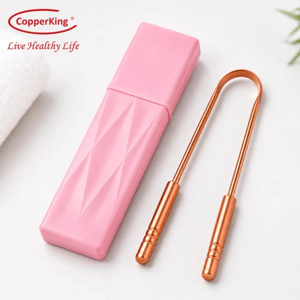 Copper Tongue Scraper with Case