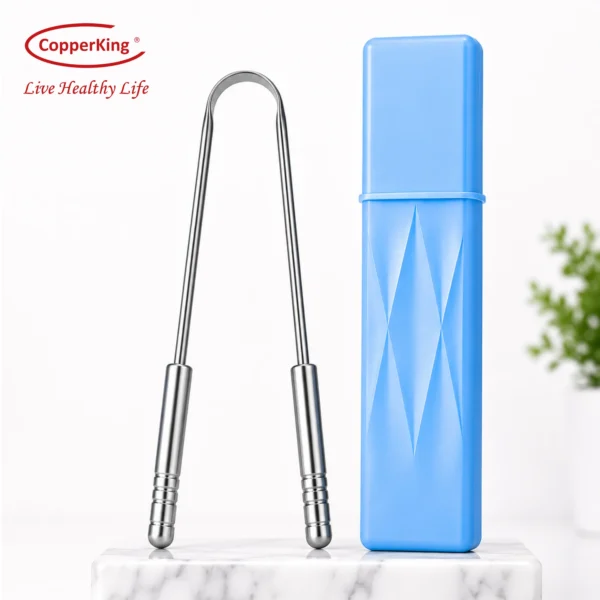Stainless Steel Tongue Cleaner with Case | Hard Plastic Travel Case