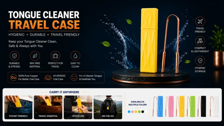 Tongue scraper with case – hard plastic tongue cleaner travel case available in multiple colors