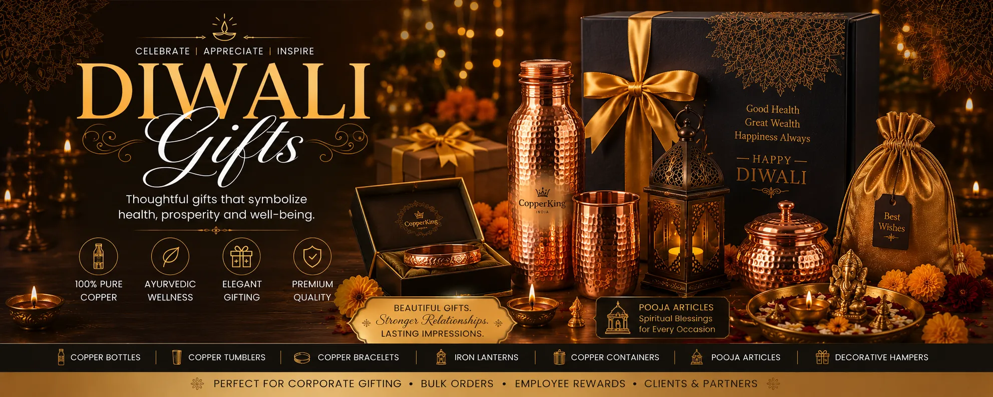 Corporate Diwali Gifts — handcrafted copper and brass hampers