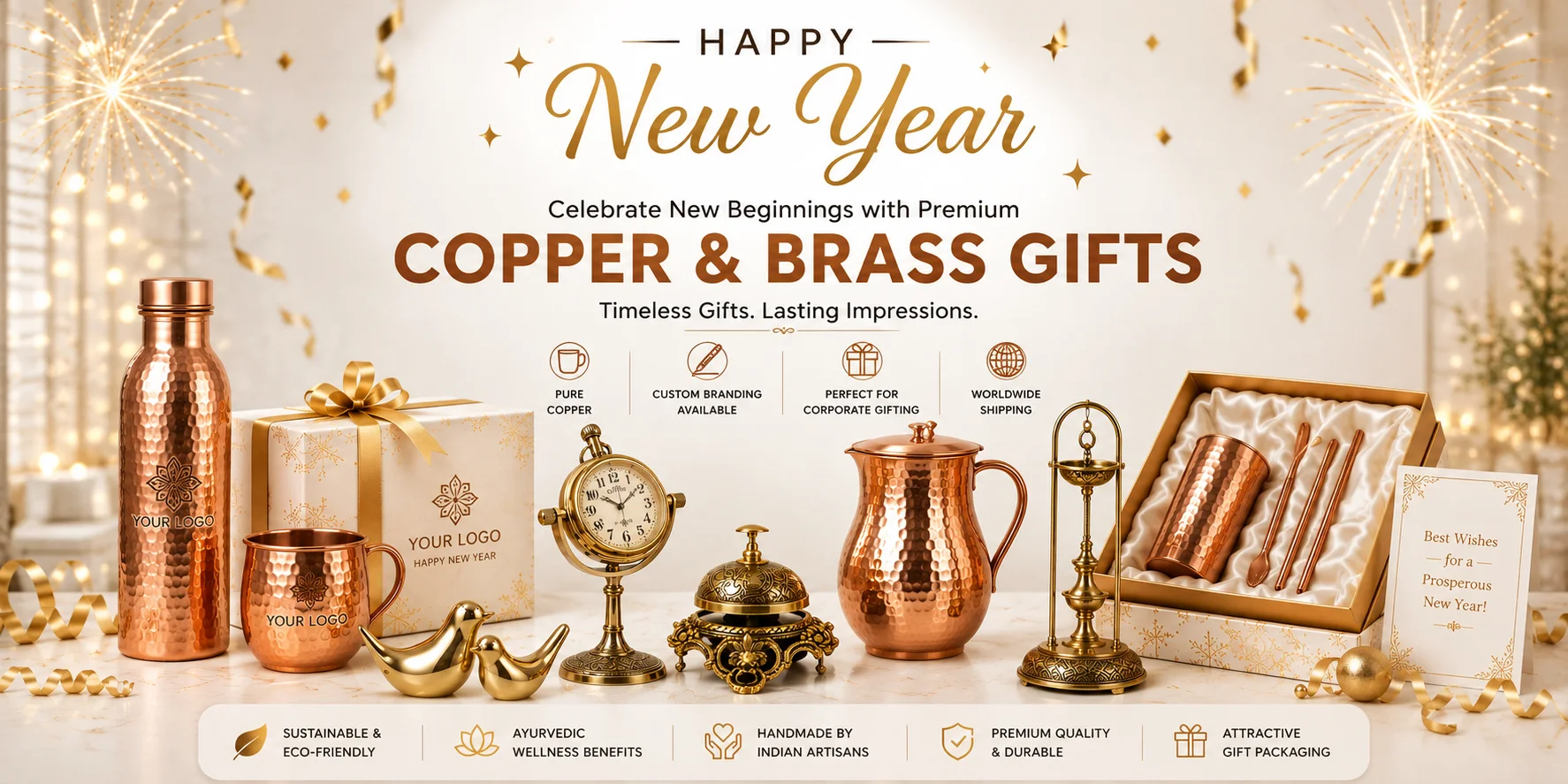 Corporate New Year Gifts — handcrafted copper and brass hampers