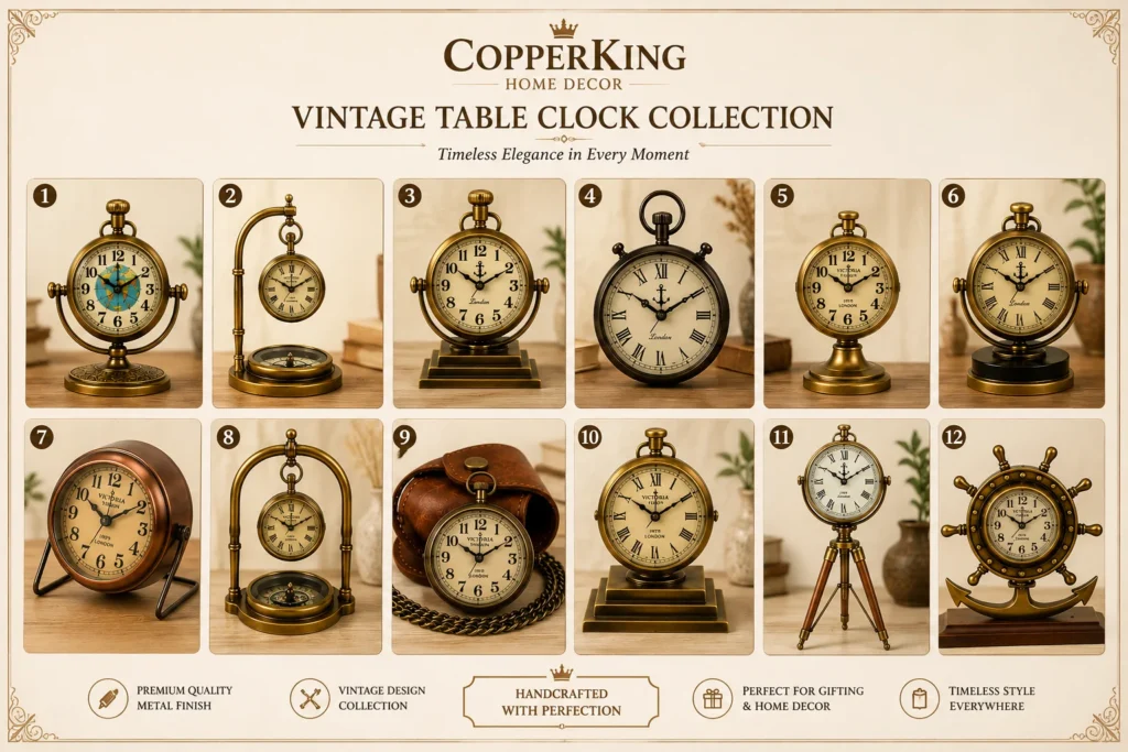 brass clock collection vintage designs india table clock pocket watch